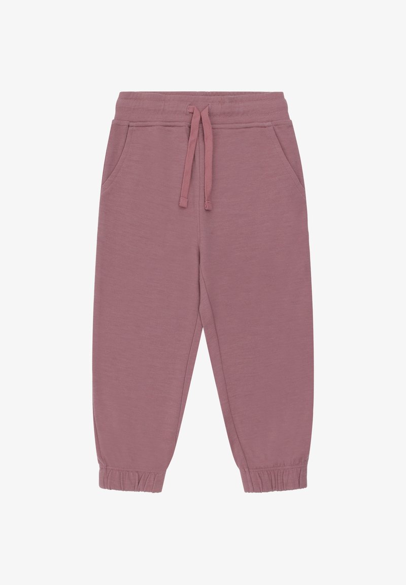 Mauve Kinder-Sweatpants mit elastischen Bündchen, seitlichen Taschen und einem Kordelzugbund.