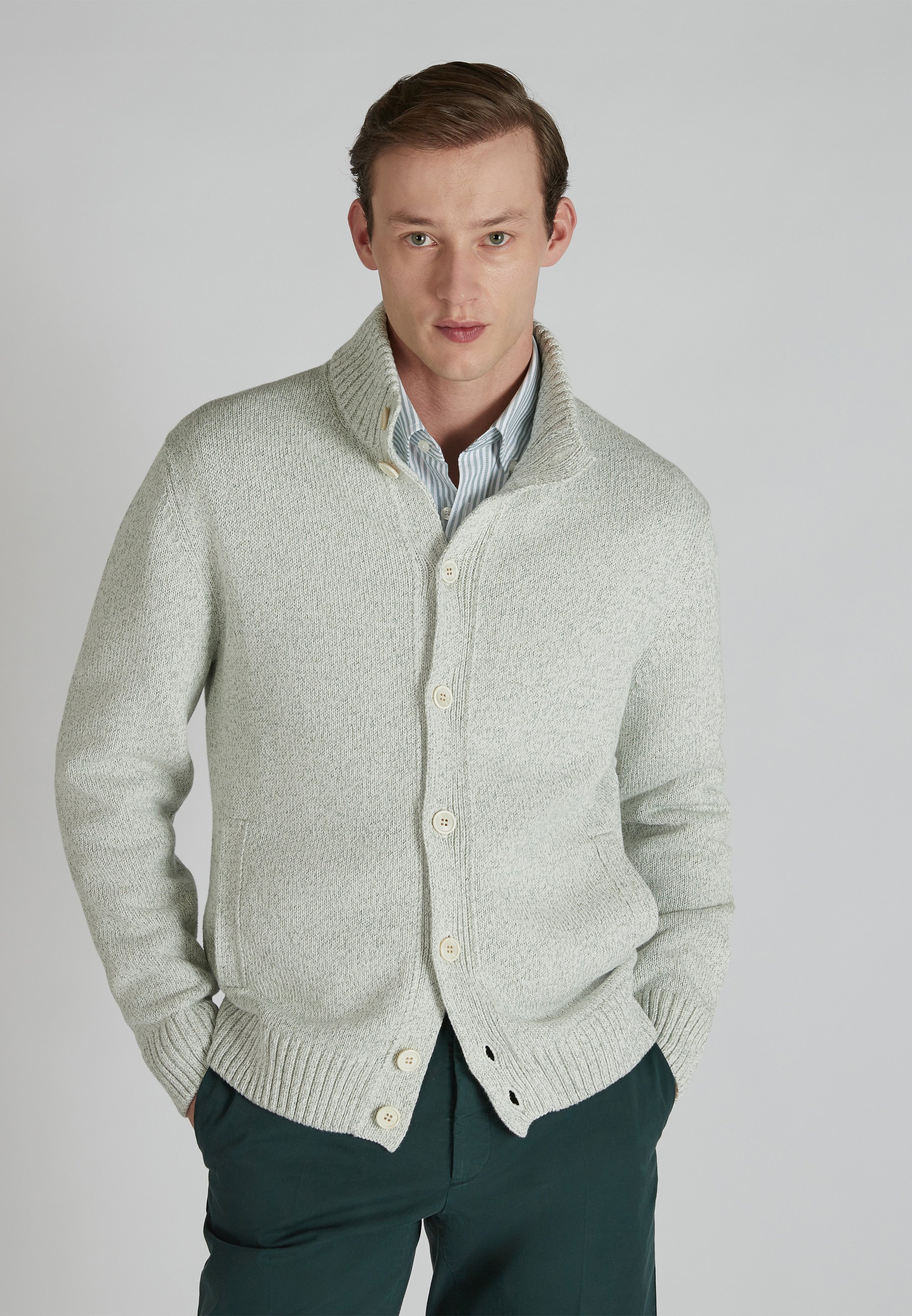Slowear ZANONE - Cardigan - milk navy/off-white - Zalando