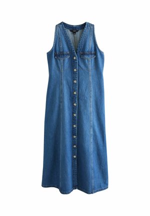 REGULAR FIT -SLEEVELESS BUTTON THROUGH MIDI - Denimkjoler - dark blue