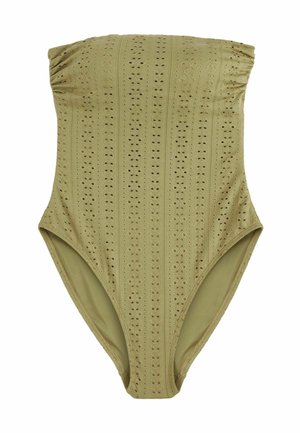 BANDEAU TUMMY SHAPING CONTROL - Plavky - khaki green broderie