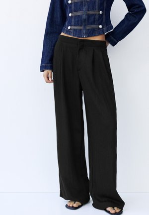 PULL&BEAR ELASTICATED WAISTBAND - SMART TROUSERS - Bukser - black