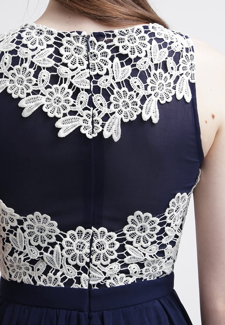 chi chi london blue and white dress Chi Chi London Premium Lace Off Shoulder Mini Dress