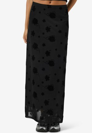 JACQUARD - Falda larga - black