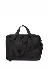 Musta kangaskassi, jossa on kaksinkertaiset yläkahvat ja irrotettava olkahihna. Etupuolella on vetoketjullinen tasku ja vaakasuora ommel.