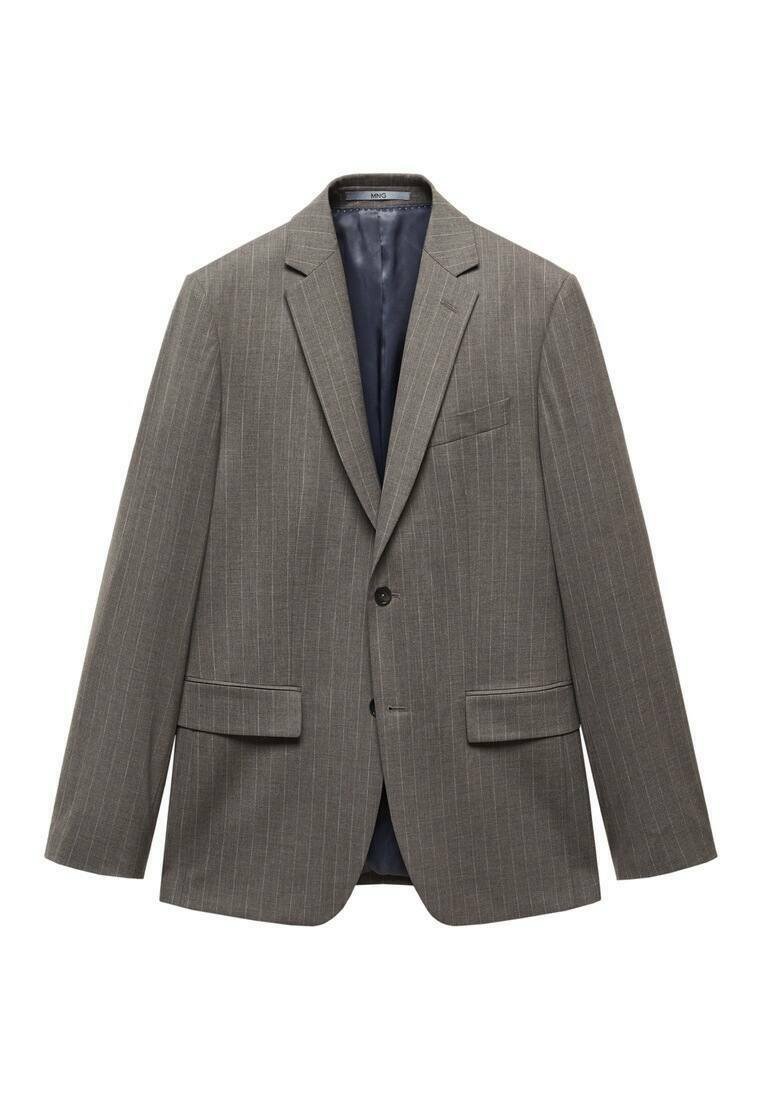 Mango Blazer lichtgrijs gemêleerd
