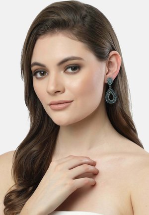 CRYSTALS STUDDED DROP - Earrings - green