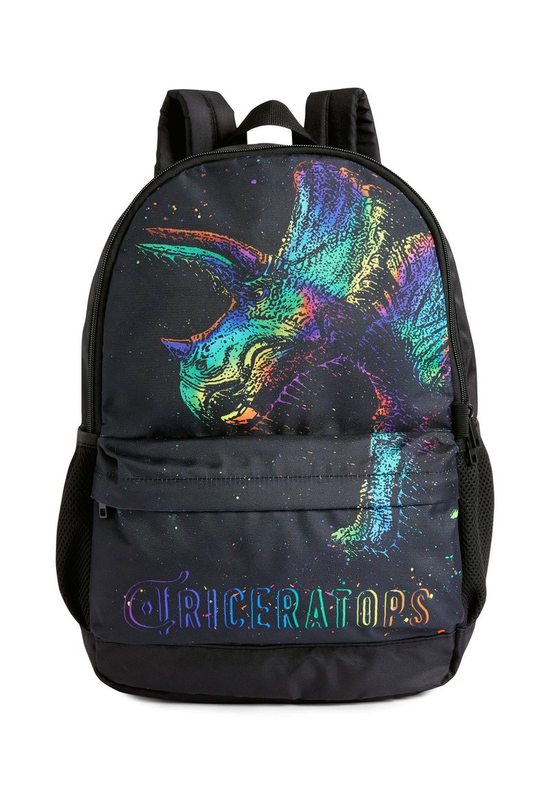Next SCHOOL BACKPACK - Školská taška - black fluro dino splat