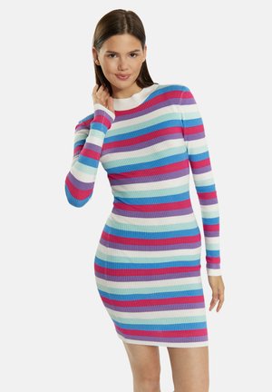 Strickkleid - wollweiss mehrfarbig