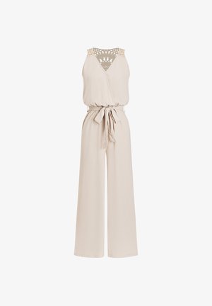 Cupshe, STYLISH SLEEVELESS WAIST TIE JUMPSUIT - Overal - beige