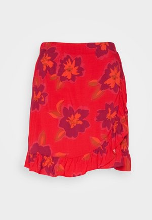 VILA VINAJA SHORT WRAP SKIRT - Tubenederdele - flame scarlet/purple