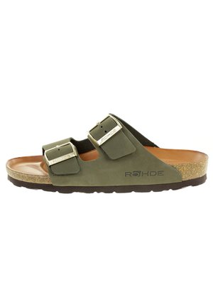 Pantolette flach - olive