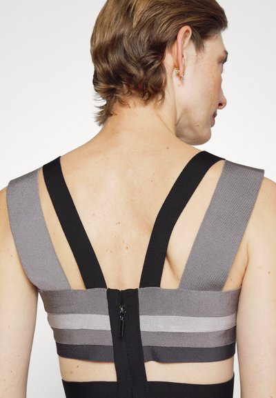 Hervé Léger HERVE LEGER LAW ROACH BANDAGE CUTOUT CROP - Μπλούζα - ash