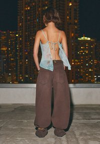 Bershka - PRINTED WITH RUFFLES - Top - turquoise Thumbnail Image 1