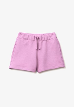 Lila gekleurde casual shorts met elastische tailleband en trekkoord, zijzakken en een klein geborduurd logo op de onderzoom.