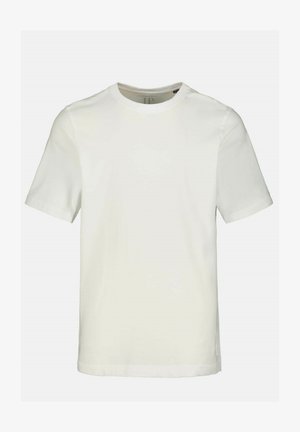 Hvid kortærmet t-shirt lavet af bomuld. Har en rund halsudskæring og en lige pasform. Glat struktur uden synlige mønstre eller accenter.