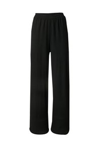 Schwarze weite Hosen aus strukturiertem, gekräuseltem Stoff, mit einem elastischen Bund und einer lockeren Passform, die Komfort und Bewegungsfreiheit bieten.