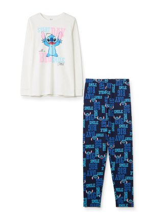 WITH STITCH PRINT SET - Pyjamas - white blue