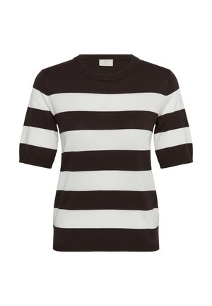 Kaffe, KALIZZA STRIPED - T-shirt imprimé - coffee bean chalk wide stripe