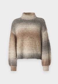 Maglione a collo alto lavorato a maglia in sfumature degradè di beige e grigio, dotato di una vestibilità comoda, polsini a coste e una finitura morbida e strutturata.