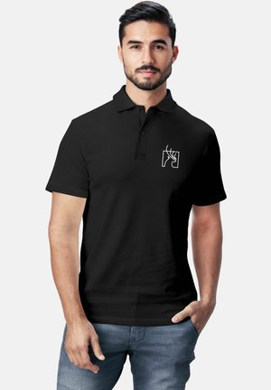HERREN MIT HIRSCH-GRAFIK – KURZARM - Poloshirt - schwarz