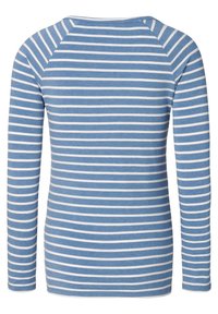 Langärmliges Hemd mit einem hellblauen und weißen Streifenmuster, aus weichem Stoff, mit einem runden Halsausschnitt und figurbetonter Passform.