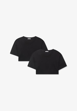 T-shirt nere corte in un morbido misto cotone, con scollo rotondo e maniche corte, presentate in un set di due.