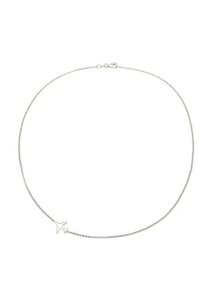 Sterlingsølv halskæde med en tynd kæde, der har en lille flyvedhæng. Designet er minimalistisk med en poleret finish.