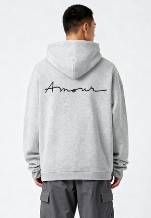 AMOUR ROCK BACK EMBROIDERY UNISEX - Sweat à capuche - mottled grey