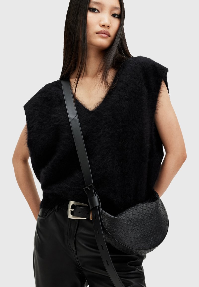 AllSaints HALFMOON SNAKE - Borsa a tracolla - black