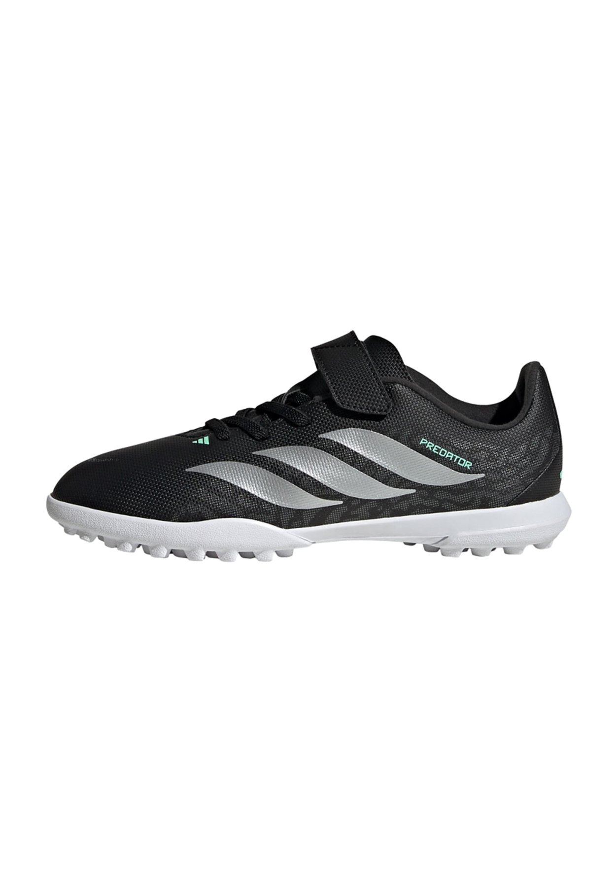 adidas PREDATOR CLUB HOOK LOOP TURF KIDS UNISEX - Botines de fútbol para césped - core black silver metallic pulse mint