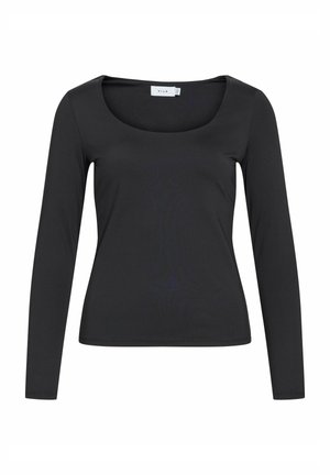 Svart langermet topp med rund hals, tettsittende passform og glatt tekstur. Laget av lett stoff som egner seg godt for lagdeling.