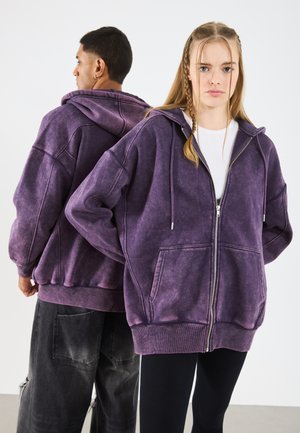 UNISEX - Sweat zippé - dark purple, snow wash