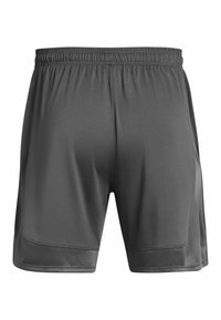 Graue Sportshorts mit einem elastischen Bund, luftigen Seitenteilen, glattem Stoff und einer lockeren Passform, die für Komfort und Bewegungsfreiheit konzipiert sind.