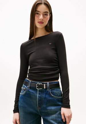 SLIM RUCHED LONG SLEEVE  - Long sleeved top - black