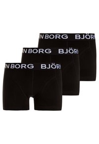 Črne bombažne bokserice v paketu treh, z belim elastičnim pasom z logotipom "BJÖRN BORG". Gladka tekstura in prilegajoča se zasnova.