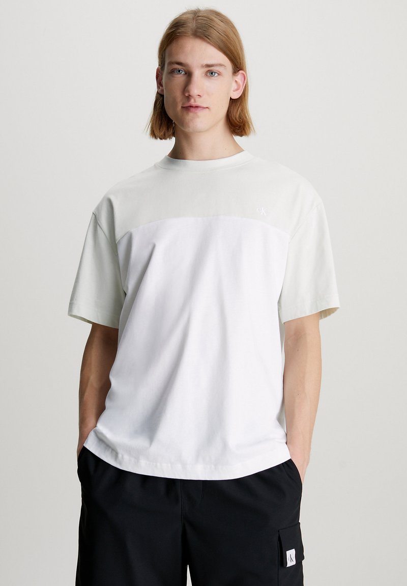 Calvin Klein Jeans COLORBLOCK - Camiseta estampada - bright white icicle