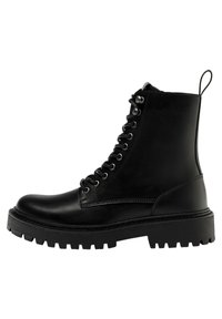 PULL&BEAR TRACK  - Gležnjarji z vezalkami - black