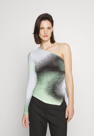 Elleme ONE SHOULDER - T-shirt à manches longues - light green/white