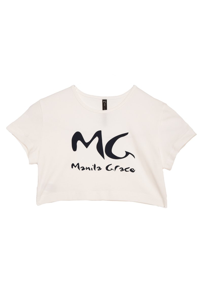 Manila Grace T-shirt con stampa - latte