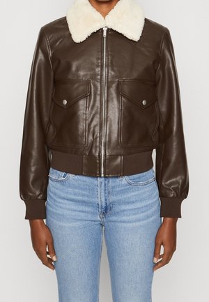 Veste en similicuir - dark brown