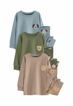 3 PACK - REGULAR FIT SET - Pyjama set - blue brown khaki green animal