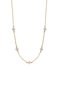 Gouden kettinghanger met vijf sterrenvormige diamantaccenten, verbonden door delicate schakels, met een gladde, verfijnde afwerking.
