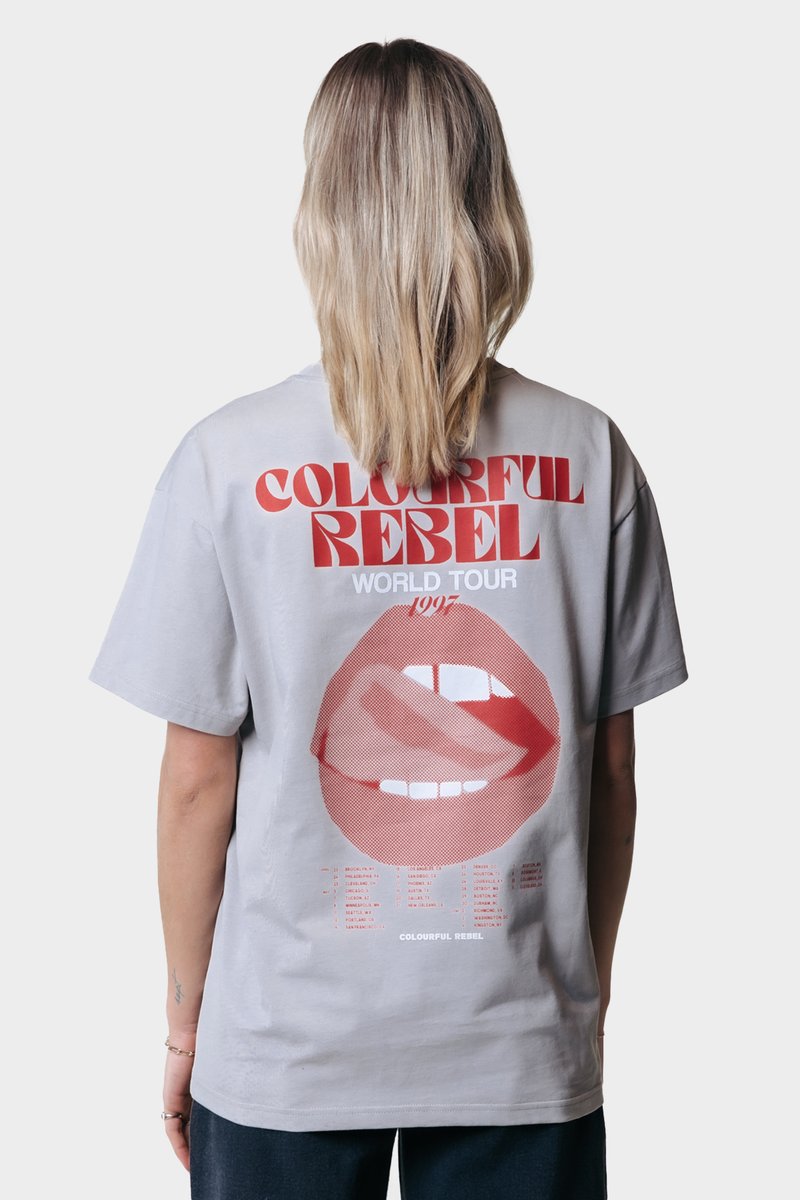 Colourful Rebel WORLD TOUR TEE - Μπλουζάκι με στάμπα - light grey