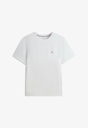 Tommy Hilfiger, TOMMY HILFIGER FLAG EMBROIDERY TEXTURED CREW NECK T-SHIRT - Basic T-shirt - white