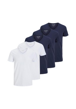 5 PACK - T-shirt basic - dunkelblau/weiß