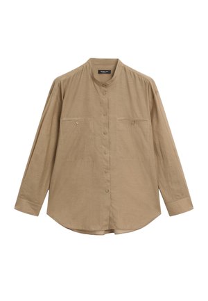 Massimo Dutti LONG GARMENT WITH STAND COLLAR - Button-down blouse - khaki
