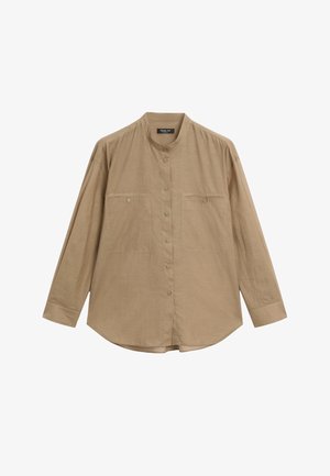 Massimo Dutti LONG GARMENT WITH STAND COLLAR - Button-down blouse - khaki
