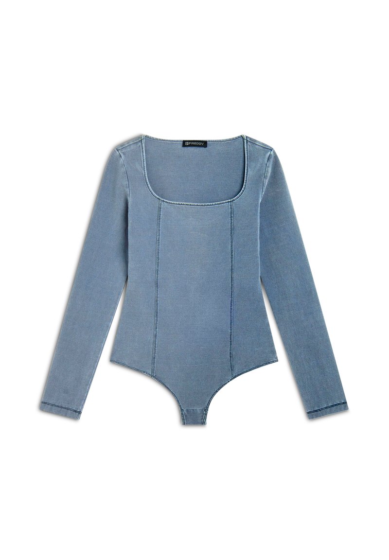Freddy SCOLLO QUADRATO  - Triko - denim blu medio blue seams