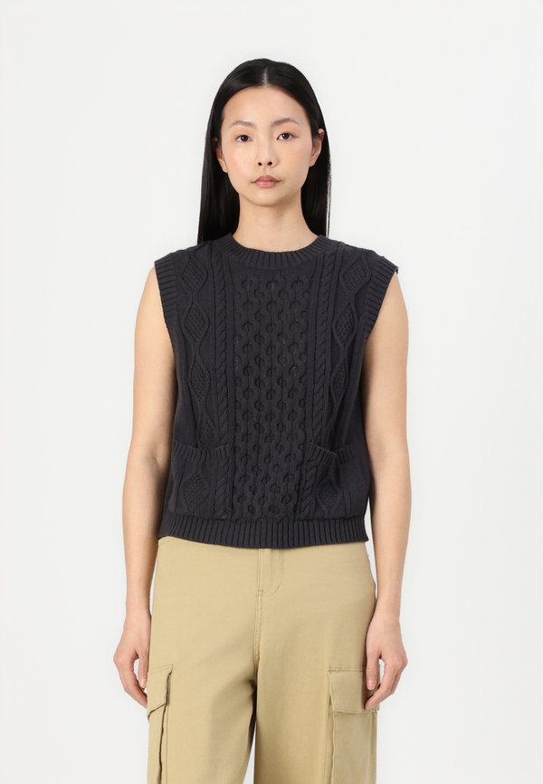 VMARWEN O NECK VEST - Jumper - obsidian