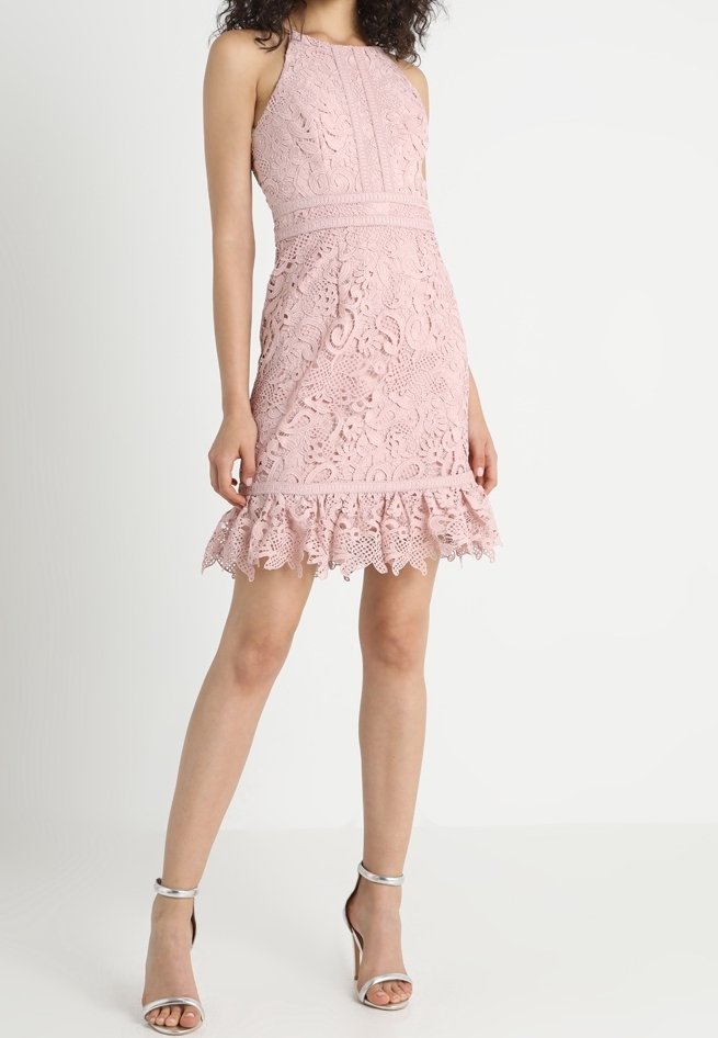 open lace back dress Light Pink Short Lace Prom Dresses, Light Pink Short Lace Graduation H main image 0